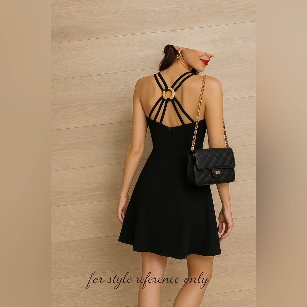 Tahari Black Size 4 Cocktail Dress – Strappy Back w/ Gold Accent